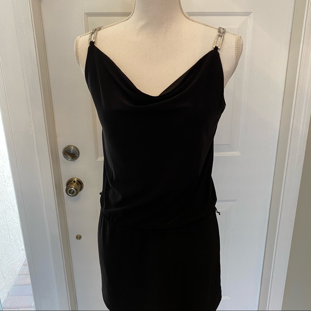 WHBM black tank tunic with draped neck